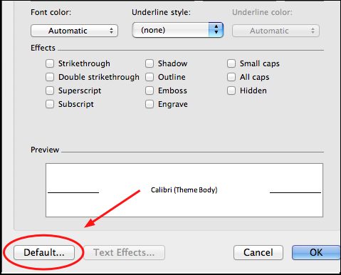 change default font in word for mac 2015